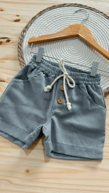 Bermuda Infantil em Linho Cinza | Lá Colorê