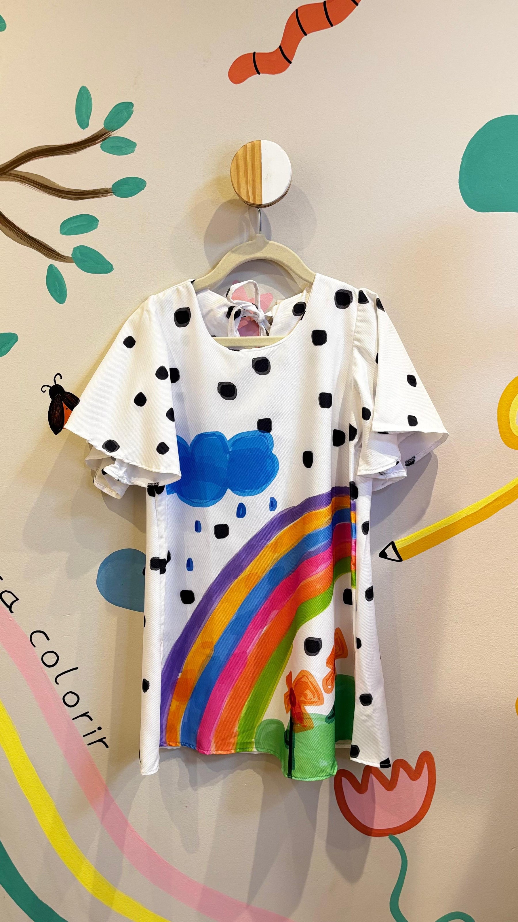Vestido Infantil Estampa Arco-Íris da Imaginação | Lá Colorê