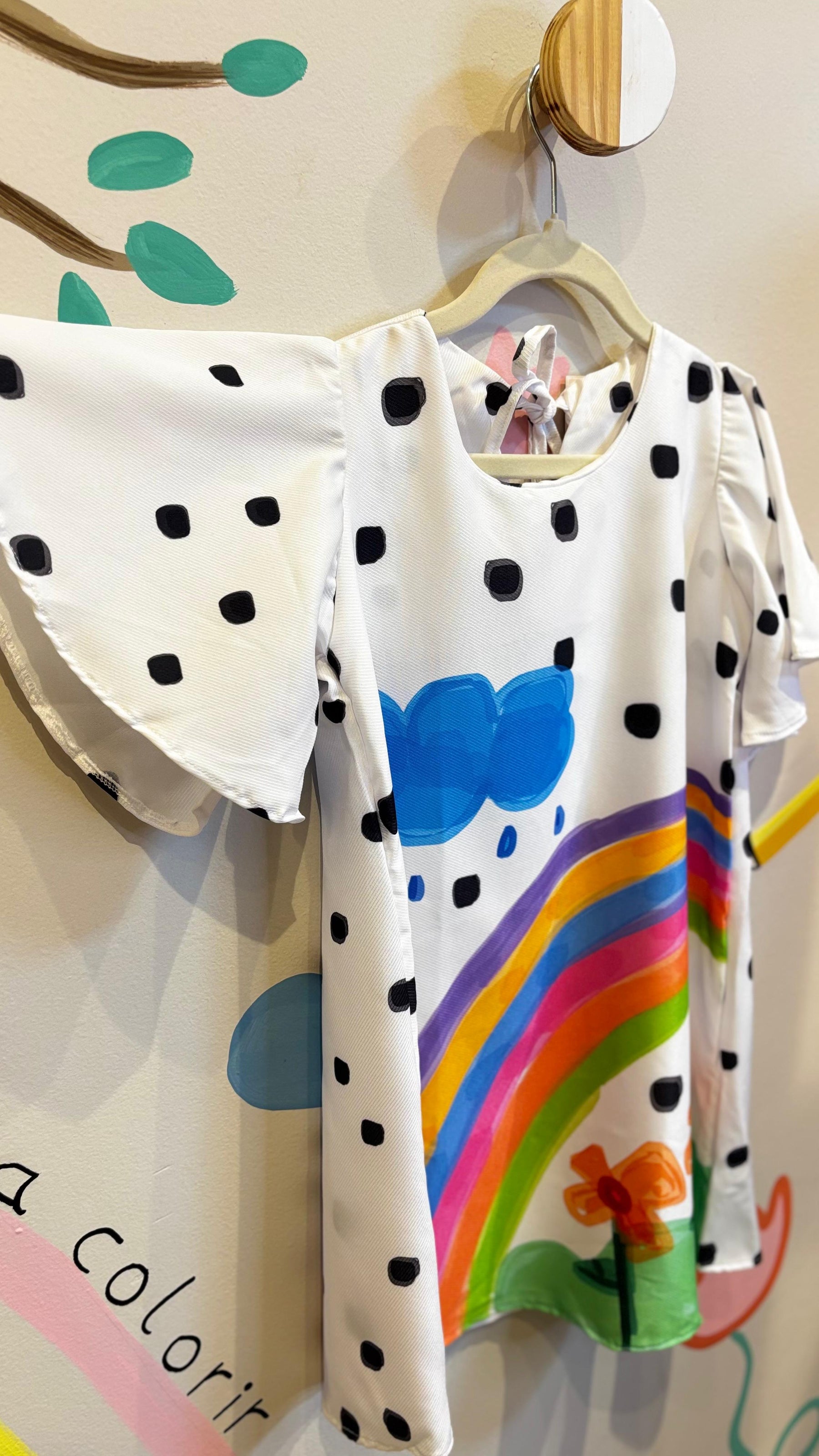 Vestido Infantil Estampa Arco-Íris da Imaginação | Lá Colorê