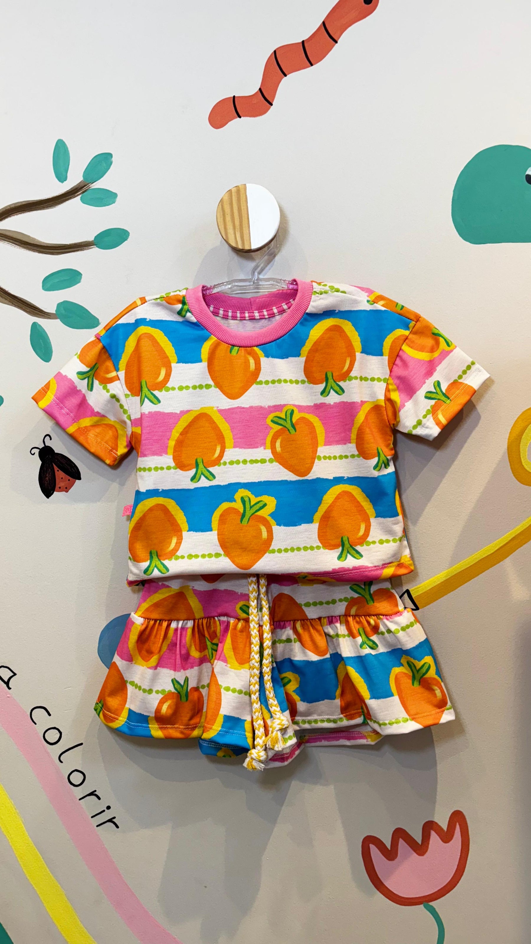 Conjunto Infantil Estampa Toque de Pêssego | Lá Colorê