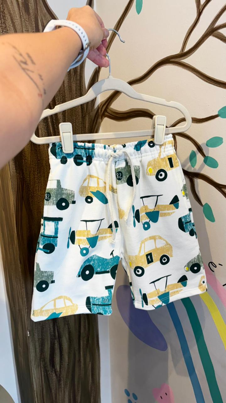 Bermuda Infantil Lúdica com Estampa Car 82 - 100% Algodão | Lá Colorê