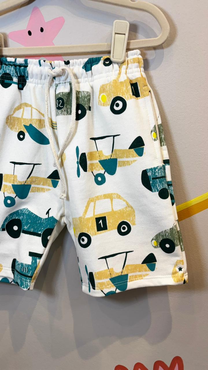 Bermuda Infantil Lúdica com Estampa Car 82 - 100% Algodão | Lá Colorê