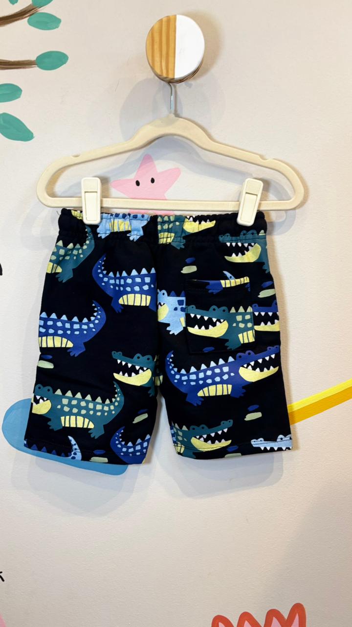 Bermuda Infantil Lúdica com Estampa Jacaré - 100% Algodão | Lá Colorê