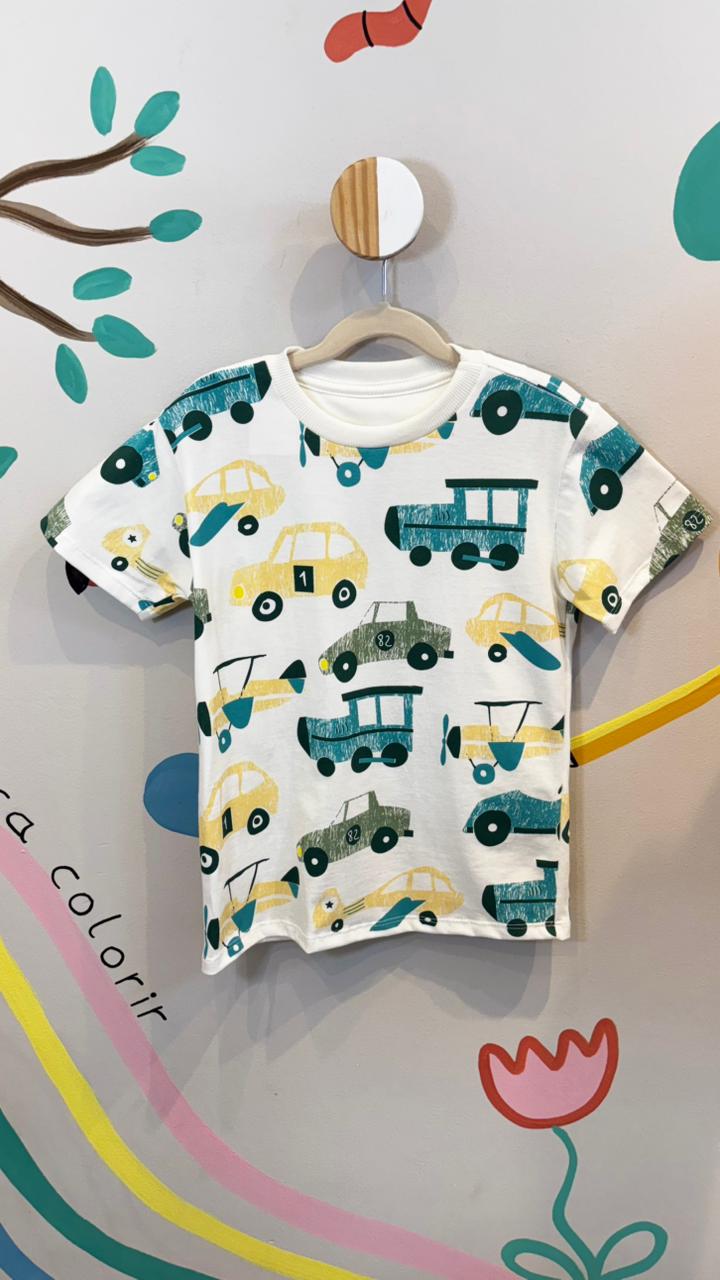 T-Shirt Infantil Branca com Estampa Car 82 - 100% Algodão | Lá Colorê
