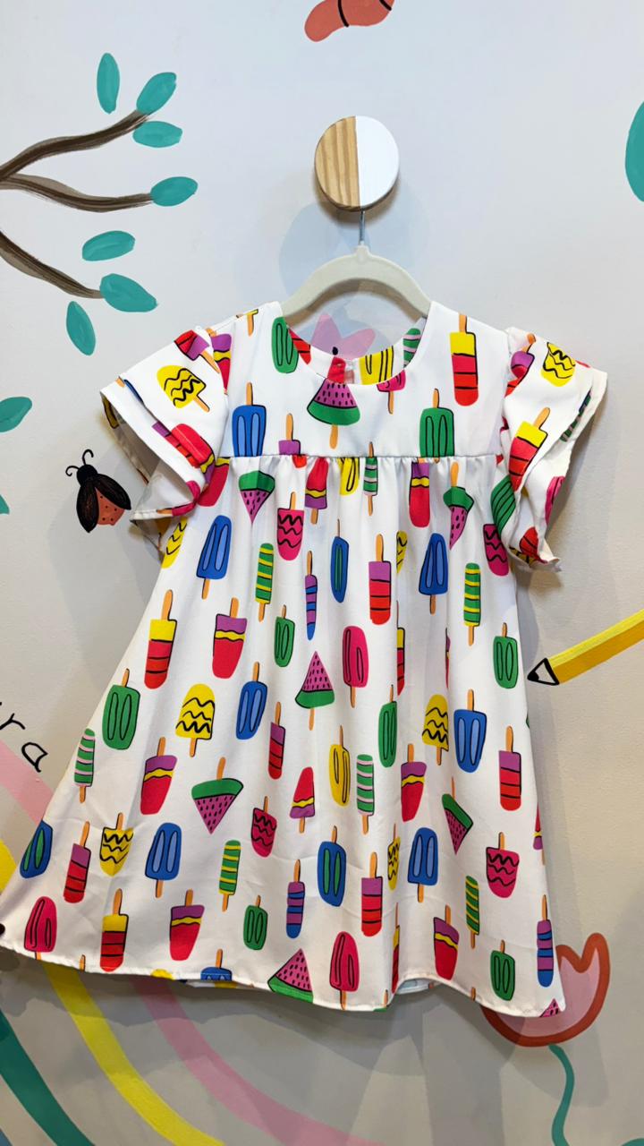 Vestido Infantil FluFlu Estampa Picolés | Lá Colorê