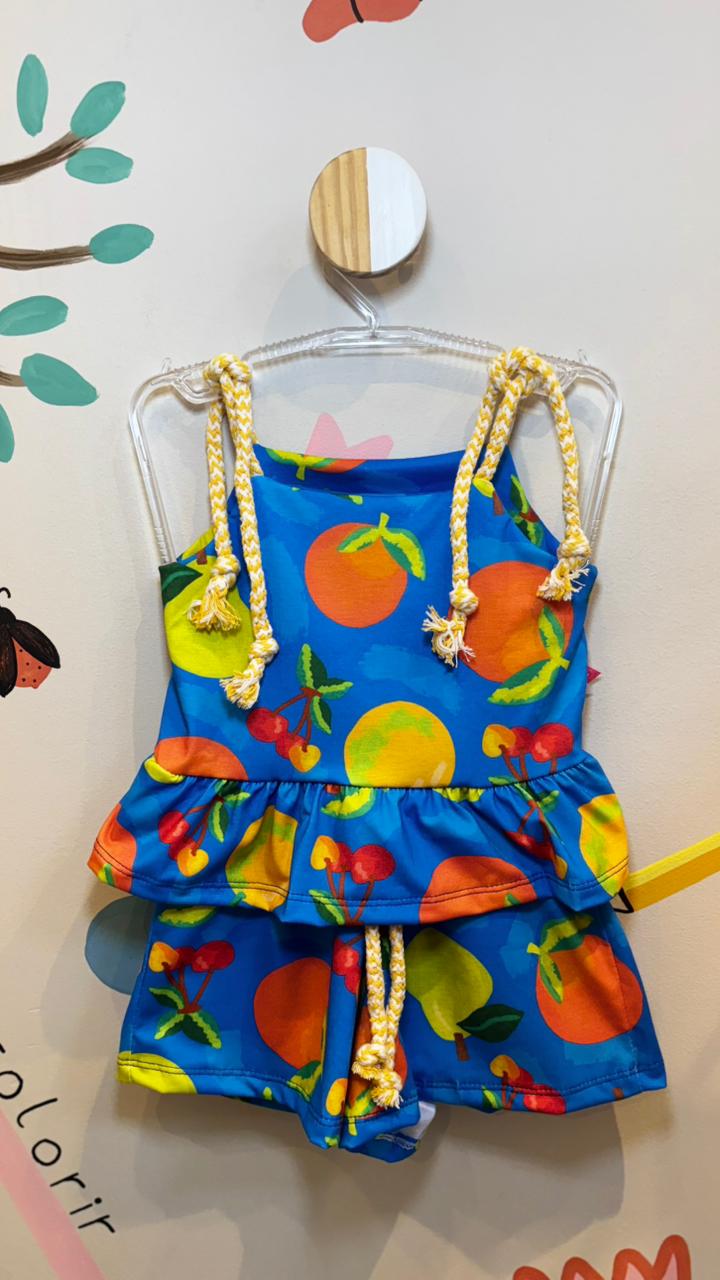 Conjunto Infantil Estampa Cereja Marinho | Lá Colorê