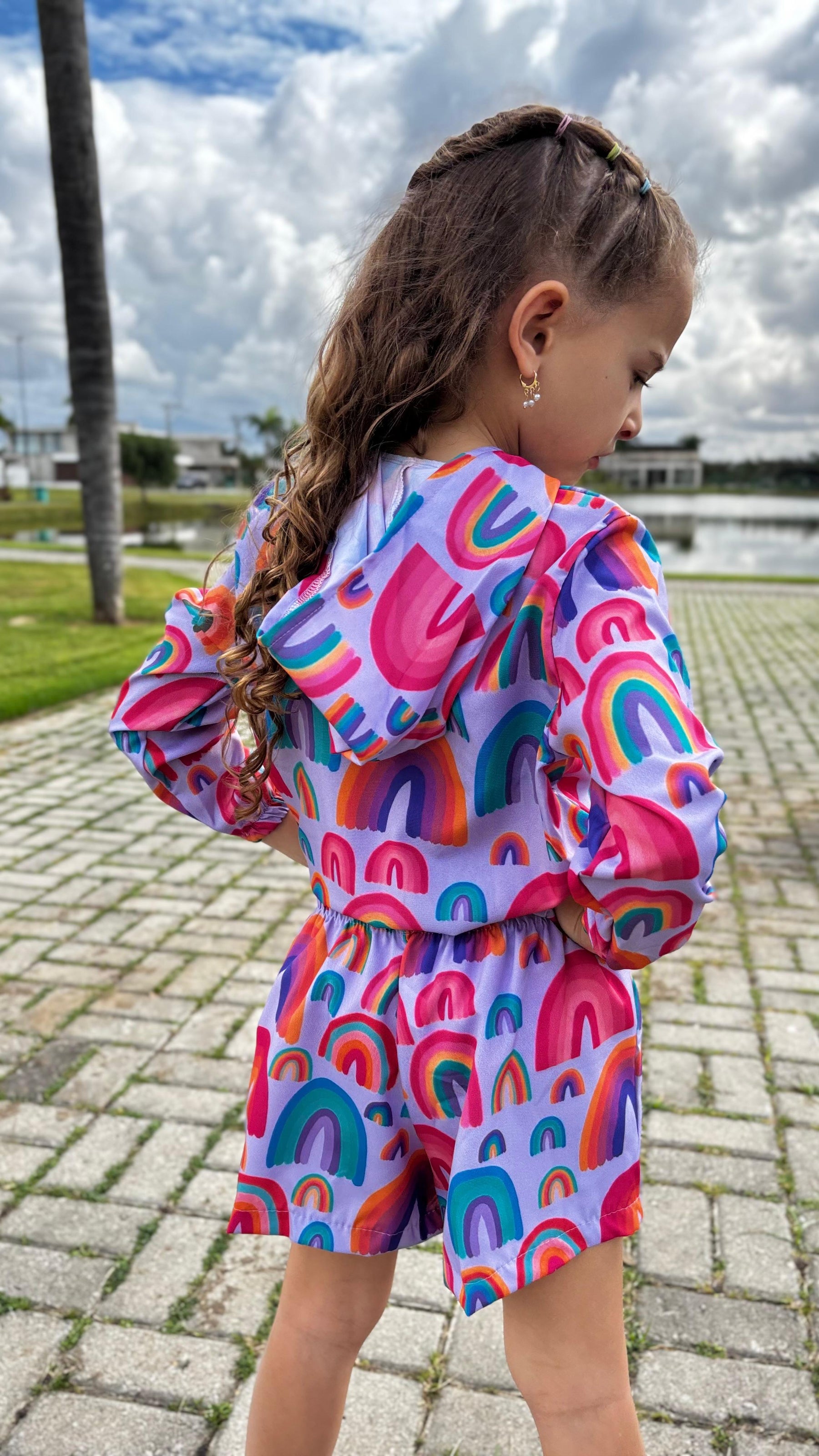 Conjunto Jaqueta Bomber Arco-Íris | Lá Colorê