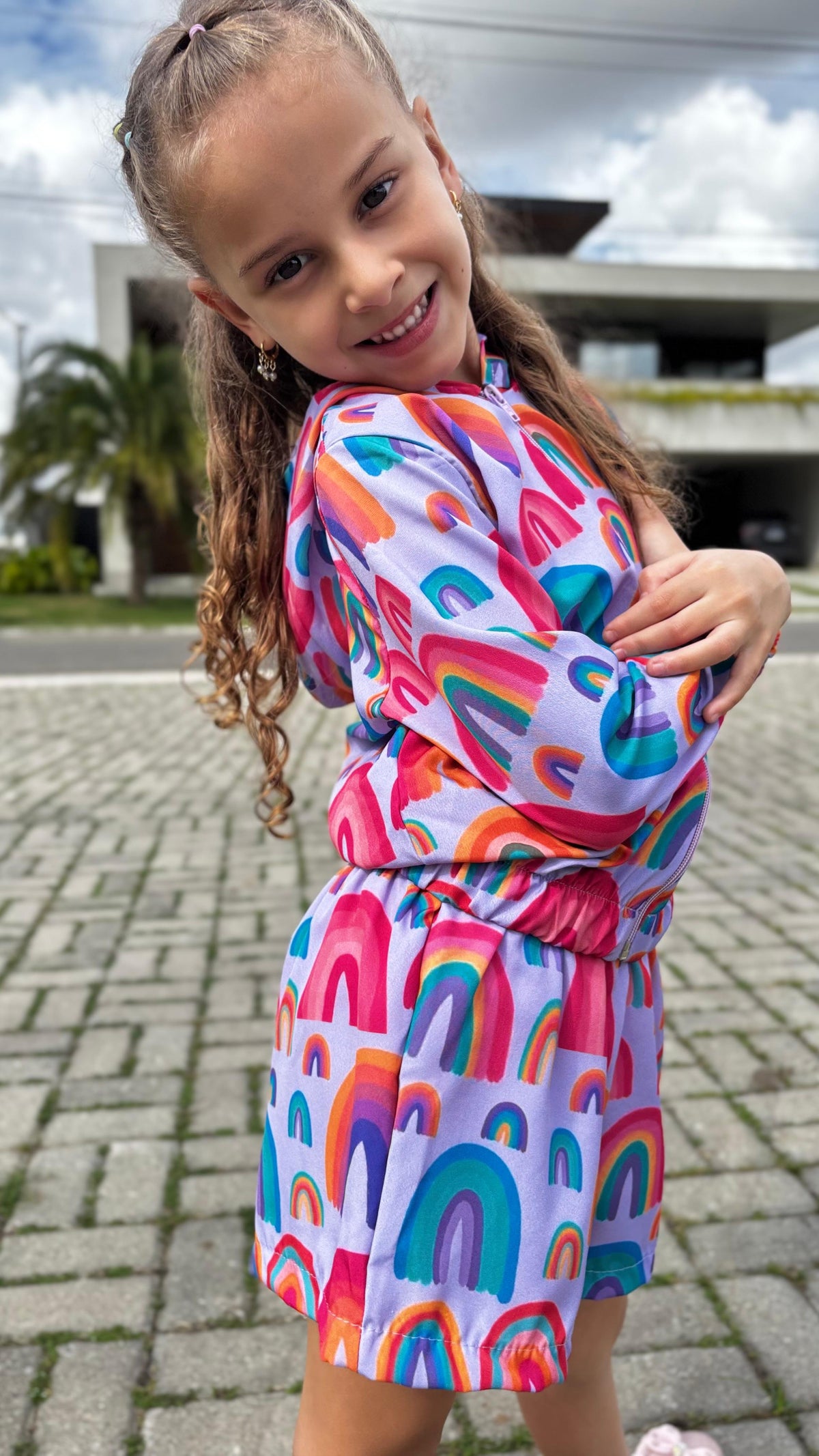 Conjunto Jaqueta Bomber Arco-Íris | Lá Colorê