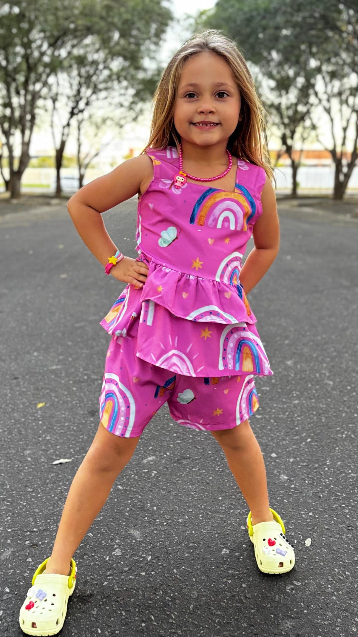 Conjunto Infantil Estampa Arco-Íris Antonela | Lá Colorê