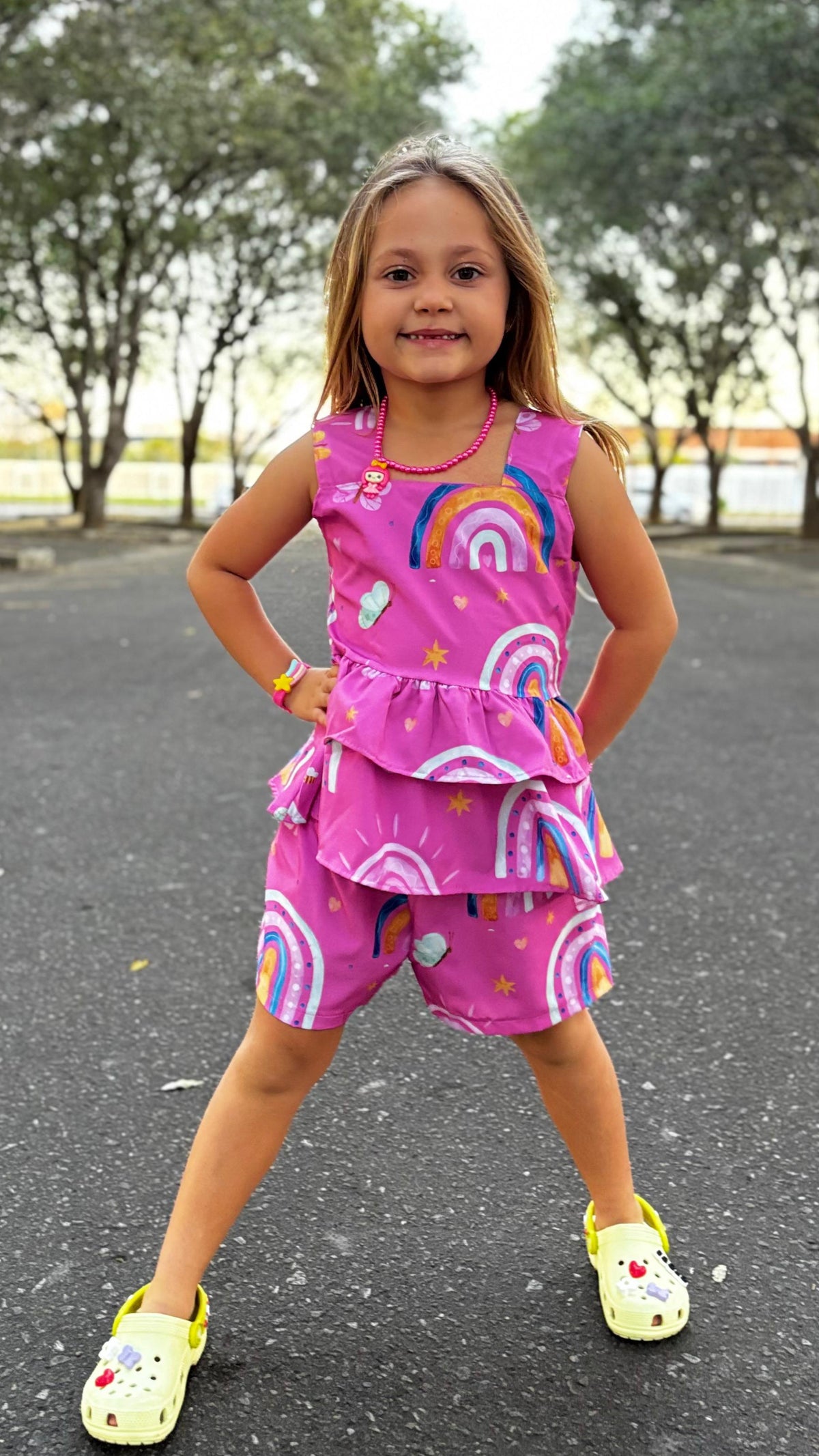 Conjunto Infantil Estampa Arco-Íris Antonela | Lá Colorê