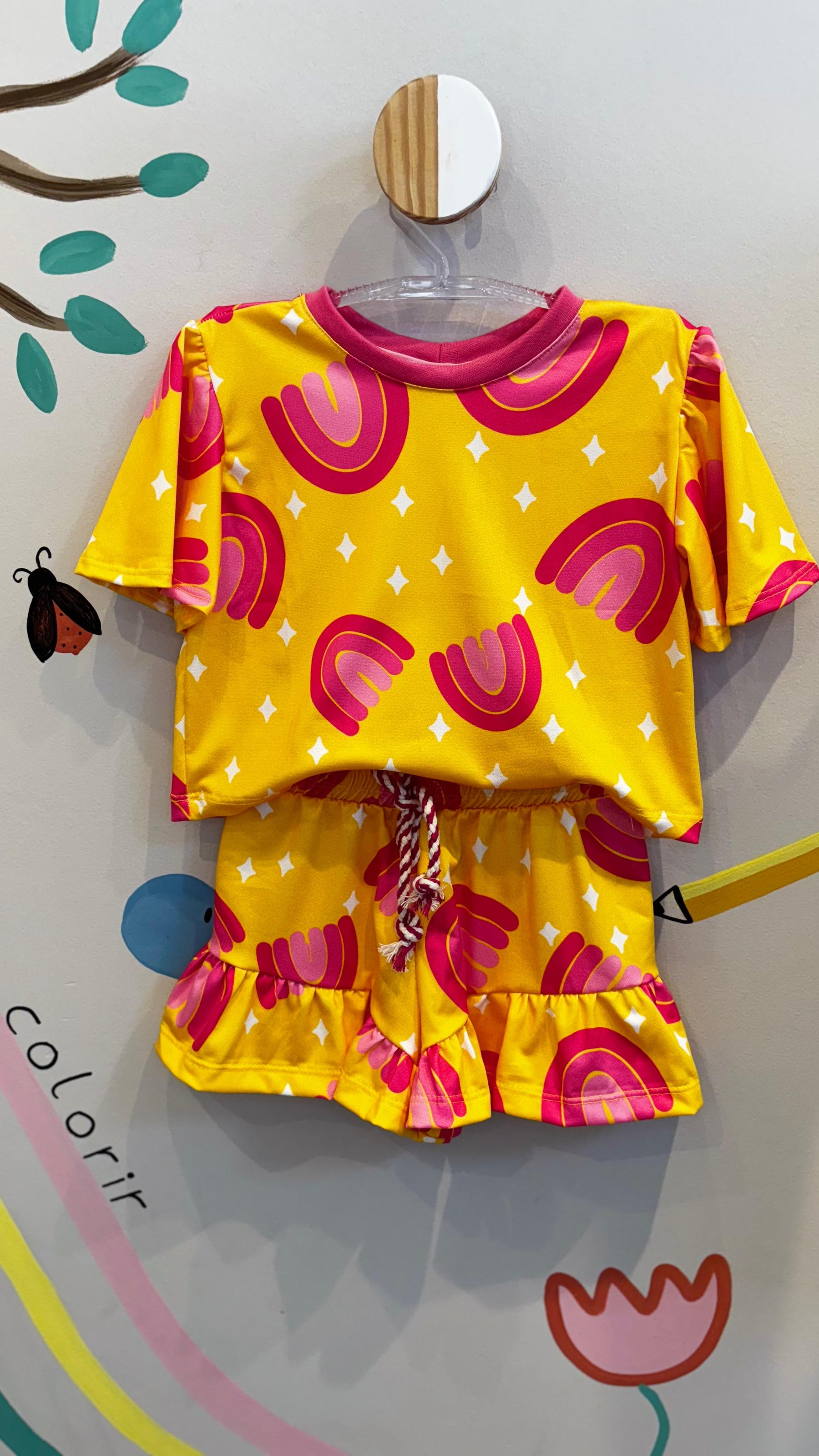 Conjunto Infantil Estampa Arco-Íris Pink Confort | Lá Colorê