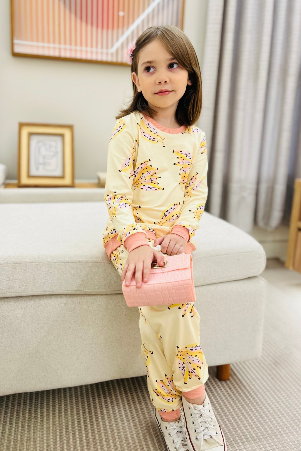 Conjunto Infantil Feminino Amarelo Banana Manga Longa | Lá Colorê