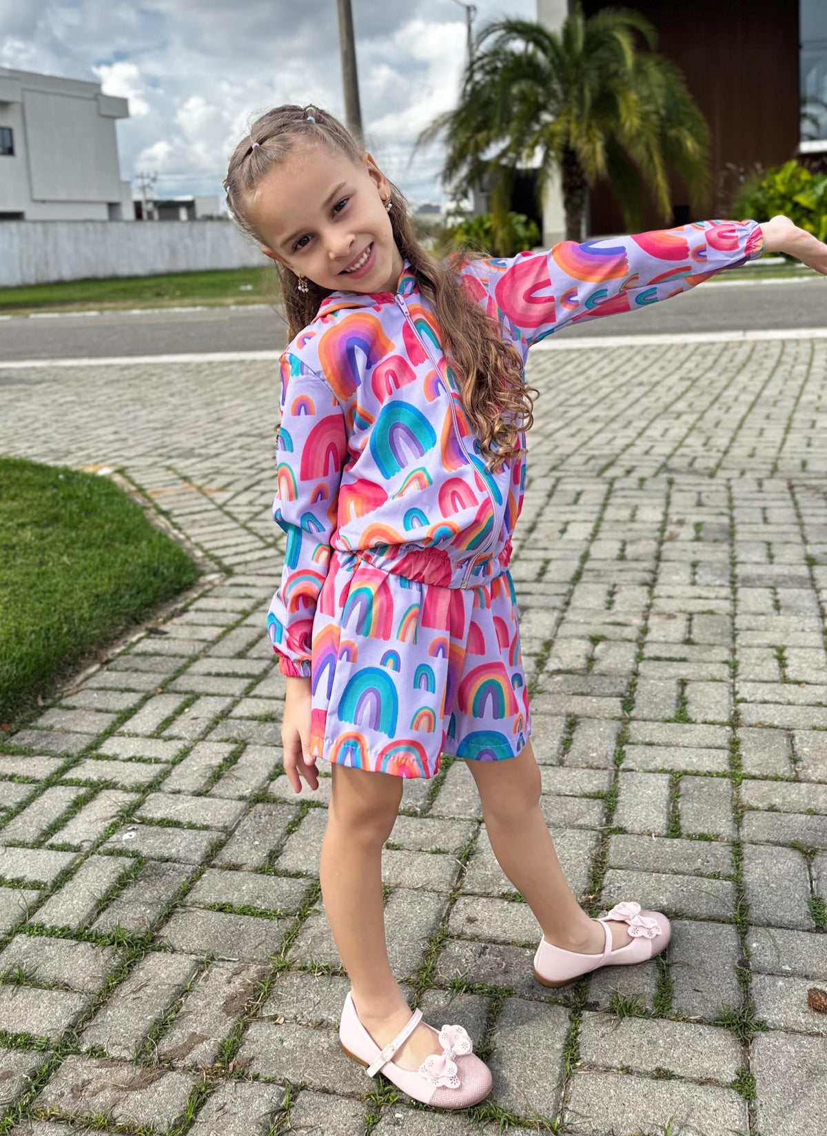 Conjunto Jaqueta Bomber Arco-Íris | Lá Colorê