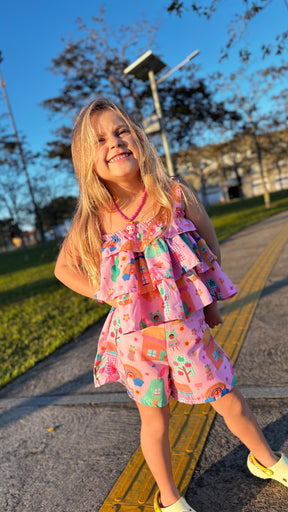Conjunto Infantil Estampa Casinha Encantada | Lá Colorê