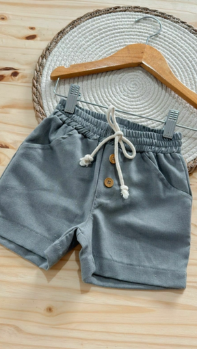 Bermuda Infantil em Linho Cinza | Lá Colorê