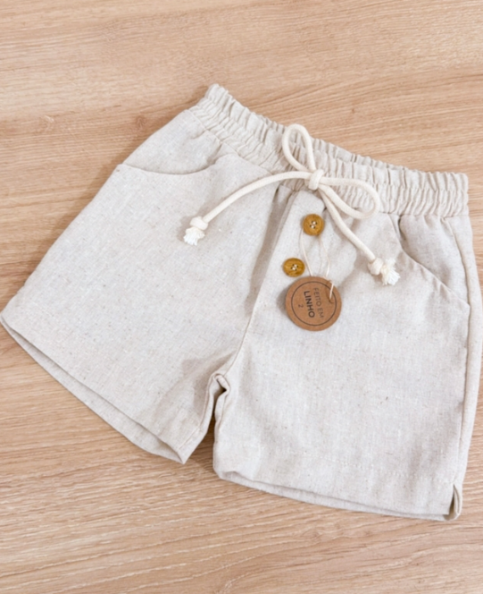 Bermuda Infantil em Linho Offwhite | Lá Colorê