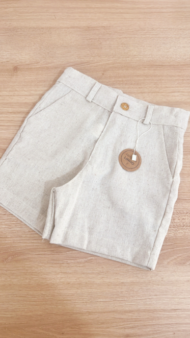 Bermuda Infantil Social em Linho Offwhite | Lá Colorê
