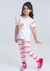 Conjunto Infantil Legging + Blusa 100% Algodão Flores | Lá Colorê