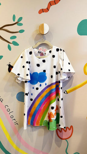 Vestido Infantil Estampa Arco-Íris da Imaginação | Lá Colorê