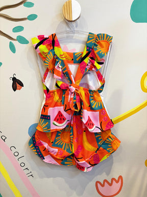 Conjunto Infantil Estampa Summer Alça Babado | Lá Colorê