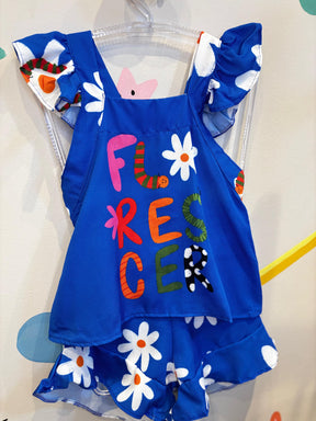 Conjunto Infantil Estampa Florescer Alça Babado | Lá Colorê