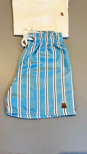 Short Infantil Tactel Premium – Estampa Listrado Céu | Lá Colorê