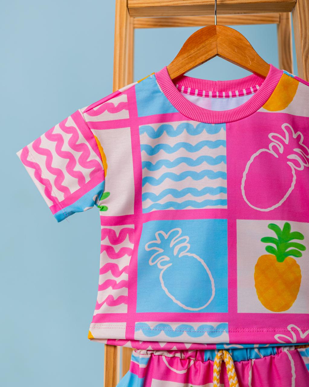 Conjunto Infantil Estampa Abacaxi Pop | Lá Colorê