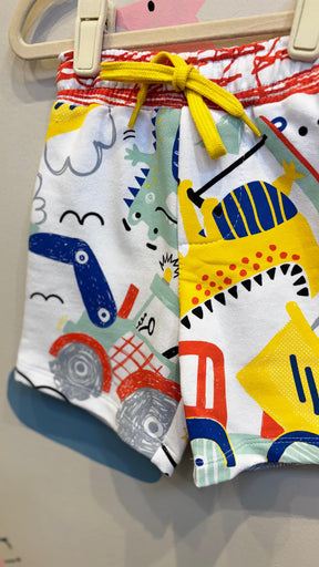 Bermuda Infantil Lúdica com Estampa de Retro e Dino | Lá Colorê