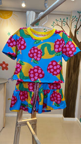 Conjunto Infantil Estampa Maçã Poá Azul - Lá Colorê