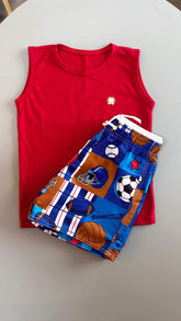 Conjunto Infantil Regata Vermelha e Short Tactel na Estampa NBA | Lá Colorê