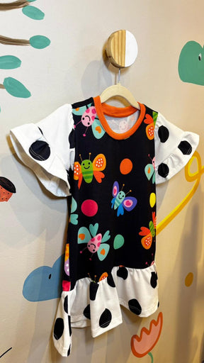 Vestido Infantil Estampa Borboleta Poá | Lá Colorê