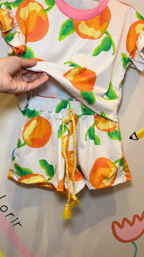 Conjunto Infantil Estampa Laranjitas | Lá Colorê
