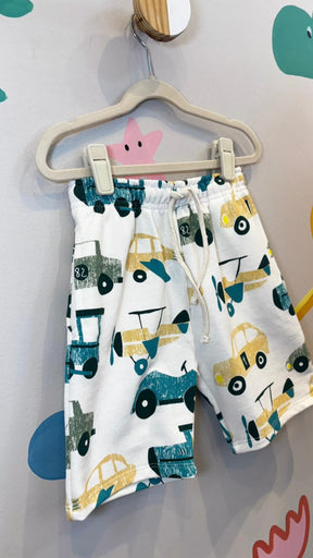 Bermuda Infantil Lúdica com Estampa Car 82 - 100% Algodão | Lá Colorê