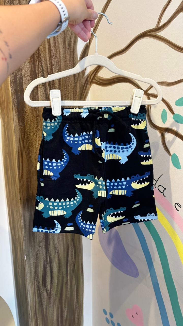 Bermuda Infantil Lúdica com Estampa Jacaré  - 100% Algodão | Lá Colorê