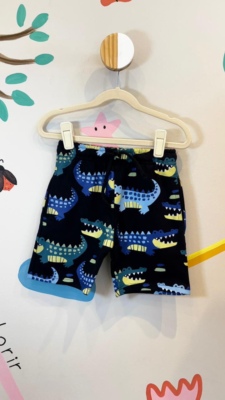 Bermuda Infantil Lúdica com Estampa Jacaré  - 100% Algodão | Lá Colorê