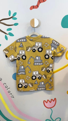T-Shirt Infantil Mostarda com Estampa Retro - 100% Algodão | Lá Colorê