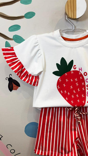 Conjunto Infantil Estampa Morango Chose | Lá Colorê