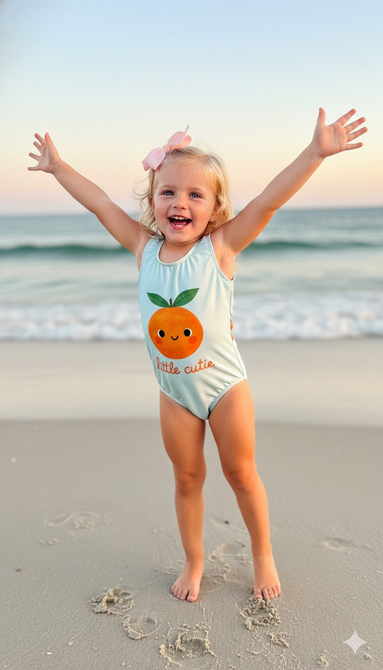 Maiô Infantil Estampa Laranjita | Lá Colorê