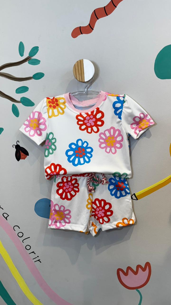 Conjunto Infantil Estampa Flowers Multi Confort | Lá Colorê