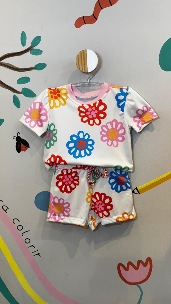 Conjunto Infantil Estampa Flowers Multi Confort | Lá Colorê