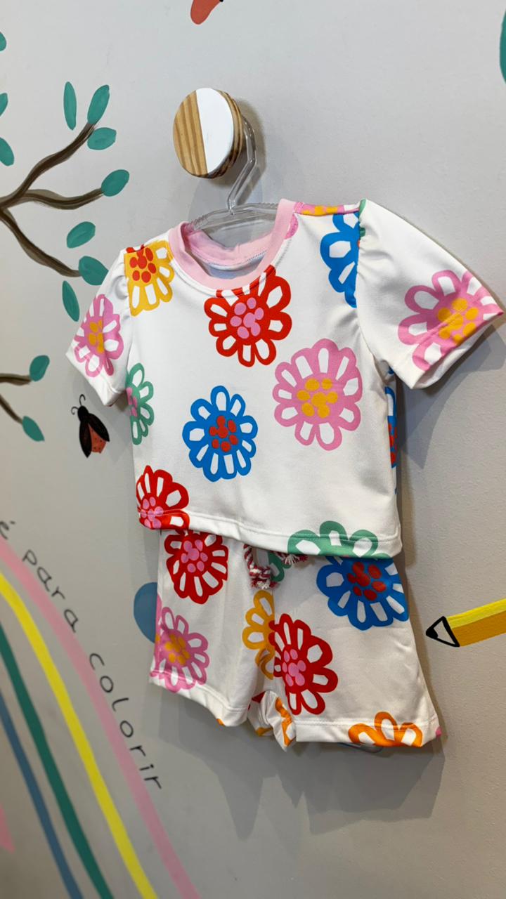Conjunto Infantil Estampa Flowers Multi Confort | Lá Colorê