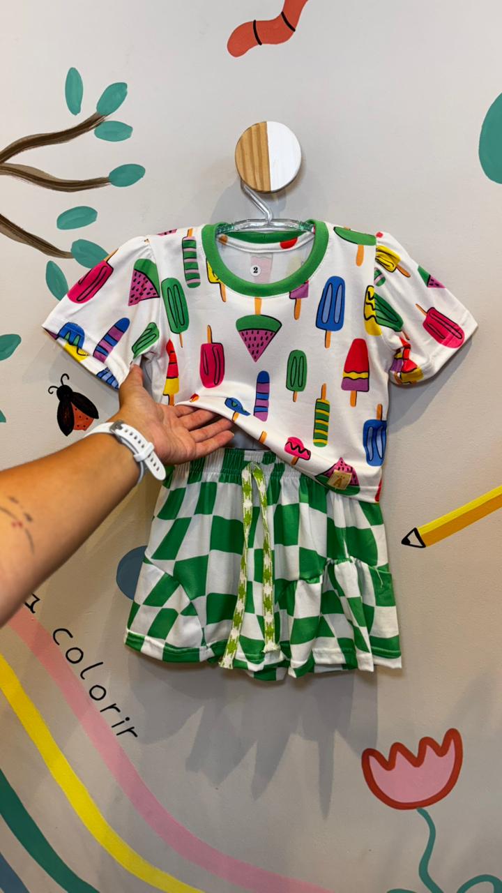 Conjunto Infantil Estampa Picolé | Lá Colorê