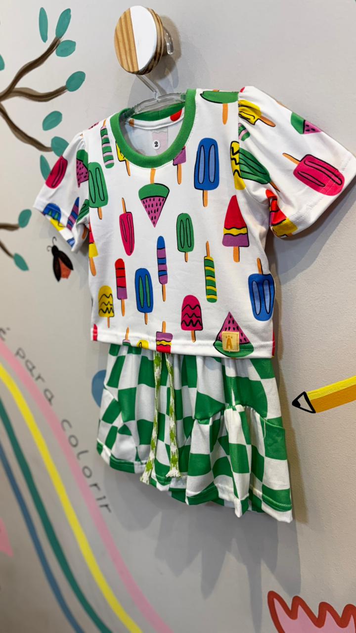 Conjunto Infantil Estampa Picolé | Lá Colorê