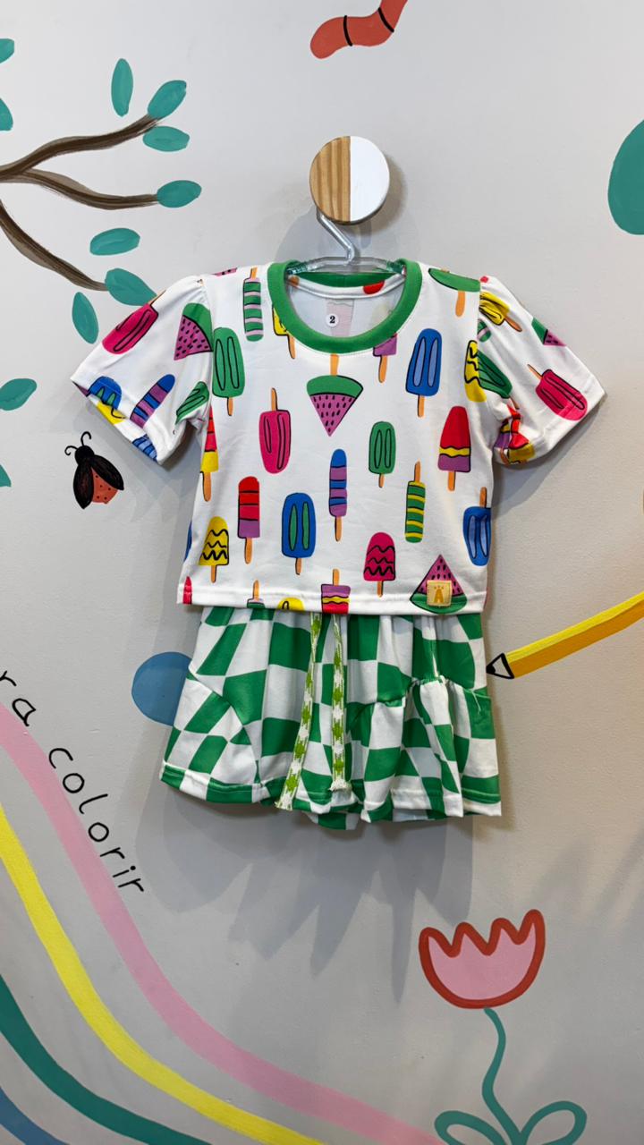 Conjunto Infantil Estampa Picolé | Lá Colorê
