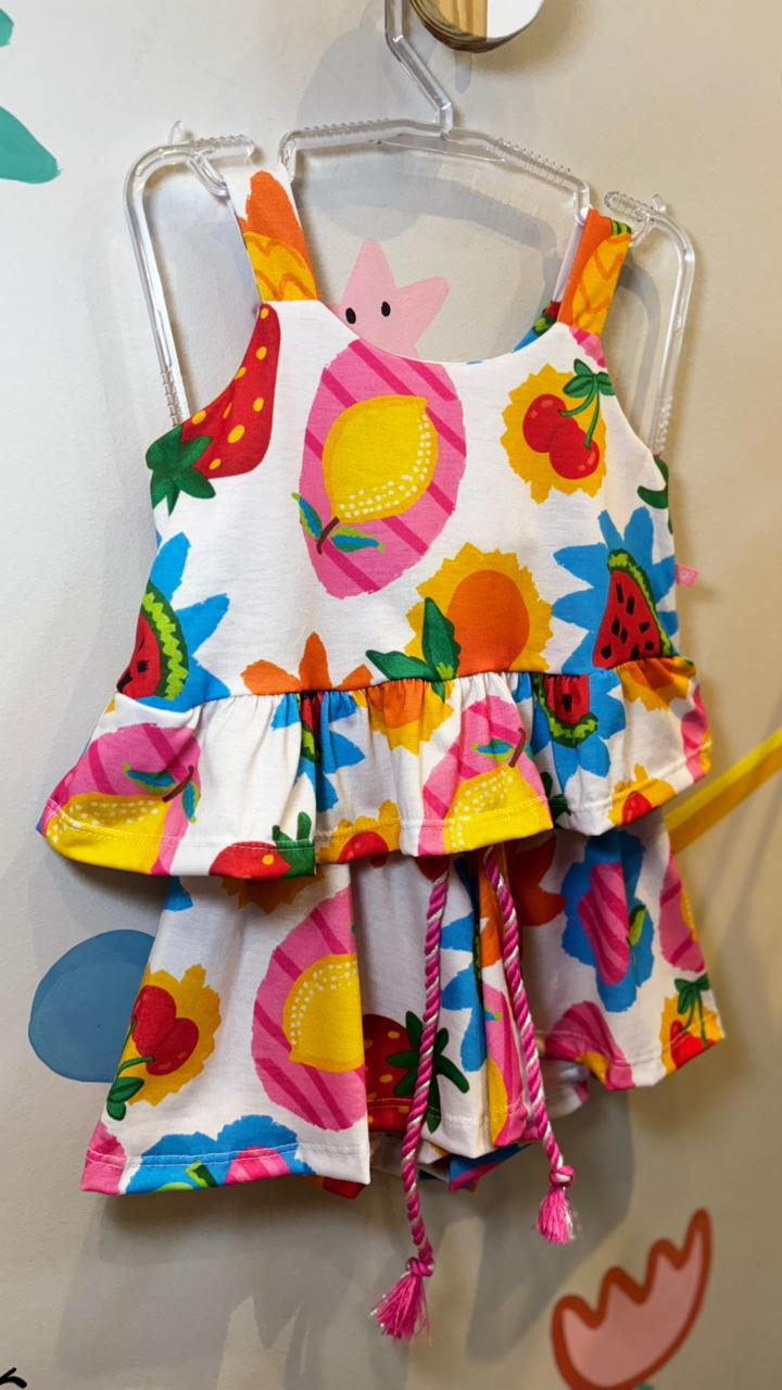 Conjunto Infantil Estampa Frutas Splash | Lá Colorê