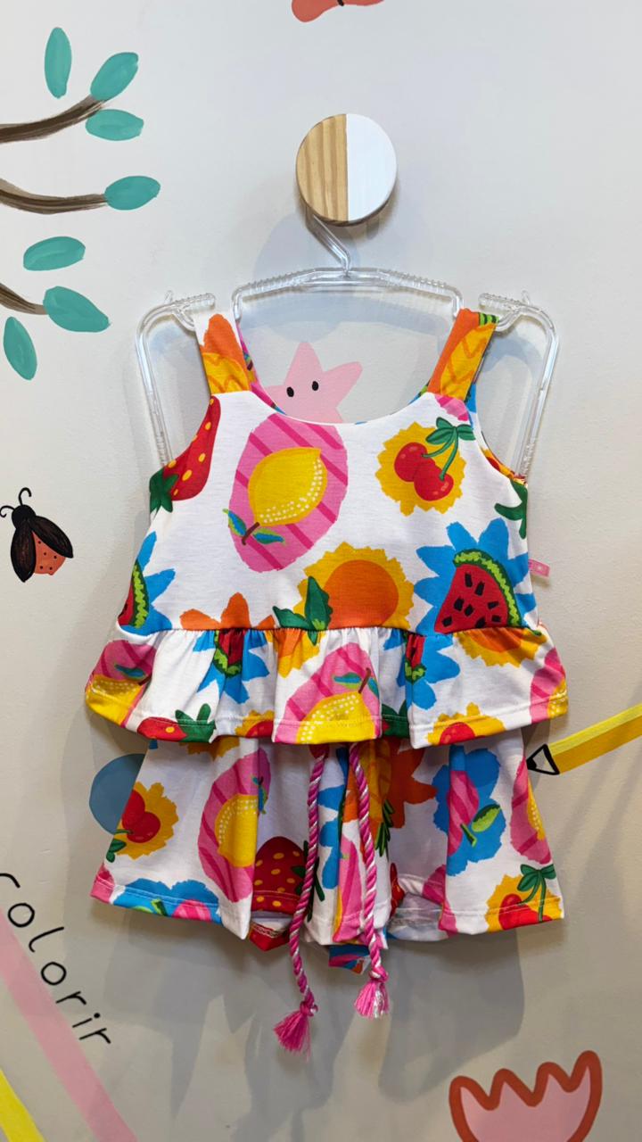 Conjunto Infantil Estampa Frutas Splash | Lá Colorê