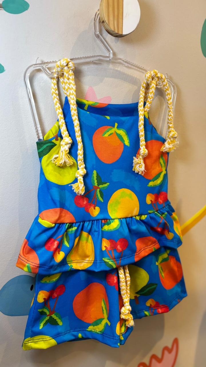 Conjunto Infantil Estampa Cereja Marinho | Lá Colorê