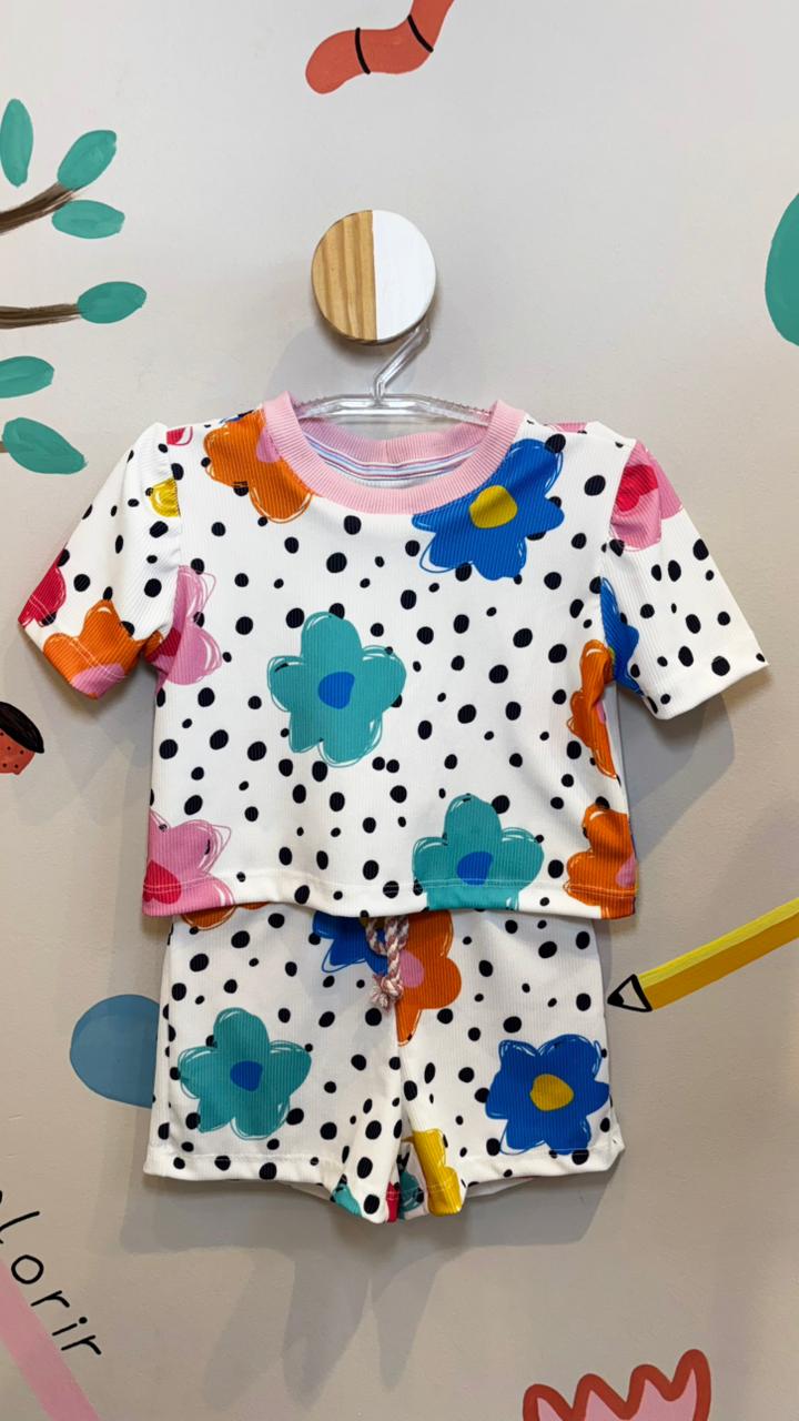Conjunto Infantil Estampa Floral Pop | Lá Colorê