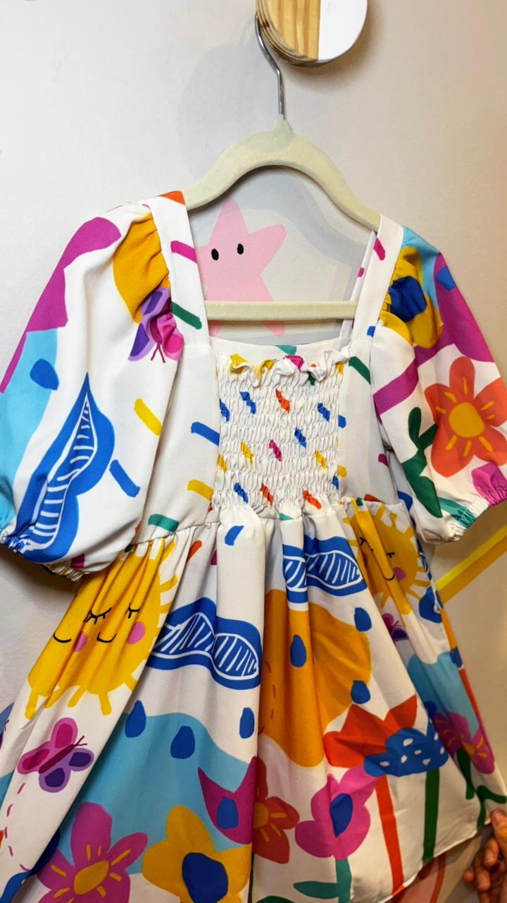 Vestido Infantil Estampa Colorê | Lá Colorê