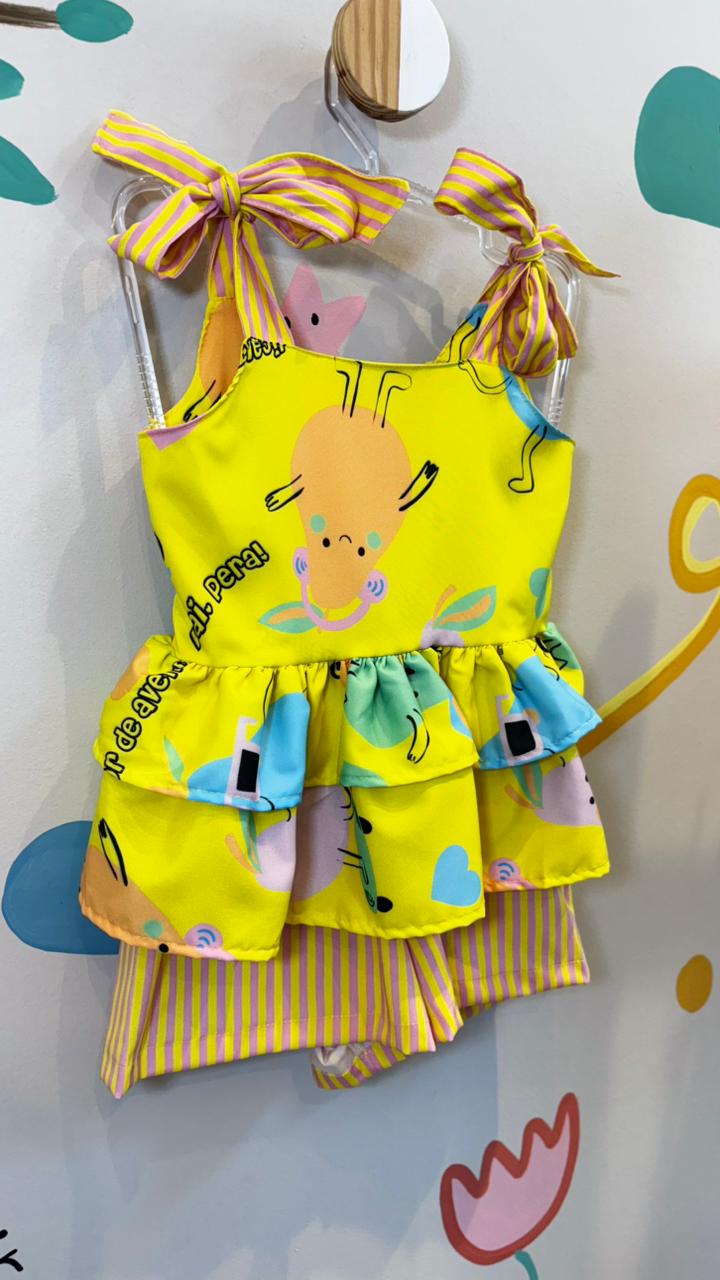 Conjunto Infantil Estampa Pêra Pop | Lá Colorê